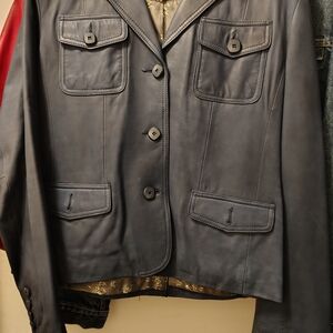 Women's Navy Blue LeatherJacket. Size XL